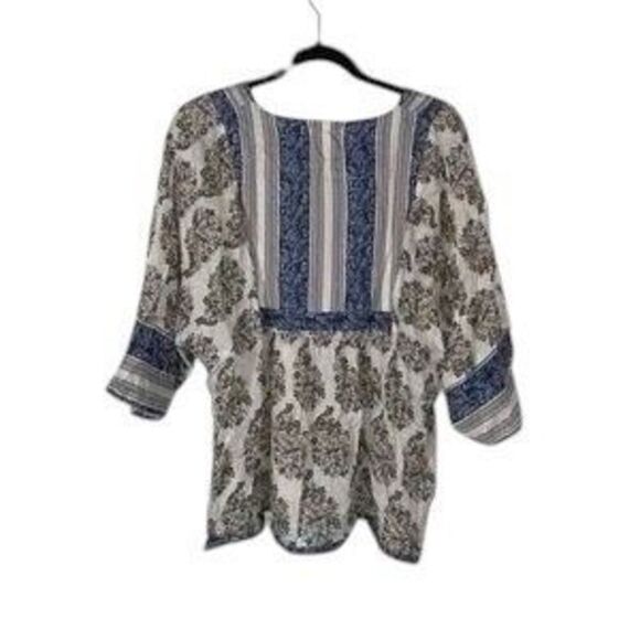✨Lucky Brand Mixed Print Peasant Sz Large Top✨ - Picture 10 of 12